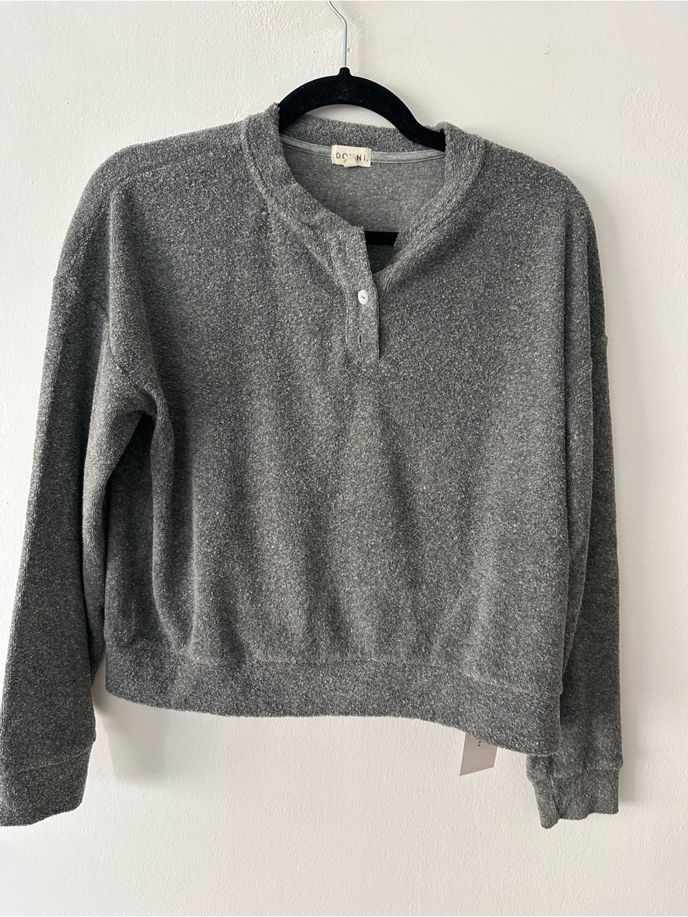 Donni. Terry Henley sweatshirt grey size small